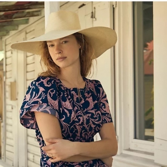 Anthropologie Cream Wide-Brim Hat